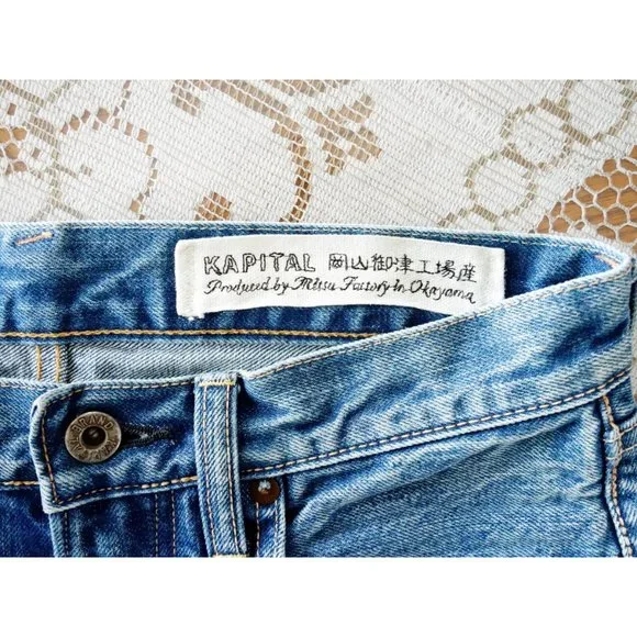 Kapital Japan Stonewash Denim Floral Bird Embroidered Jeans 28 est 25 - Picture 6 of 15